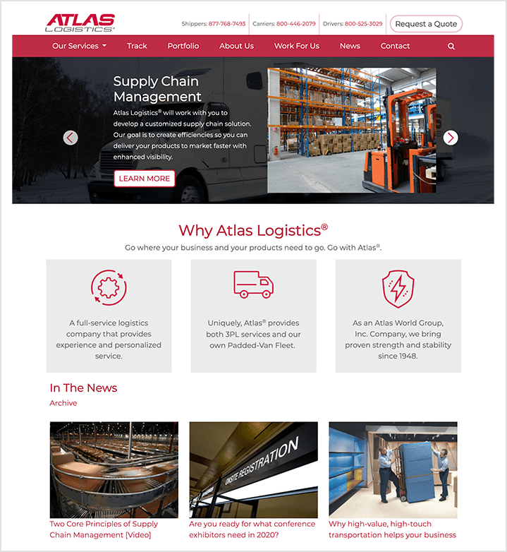 Atlas Logistics home page