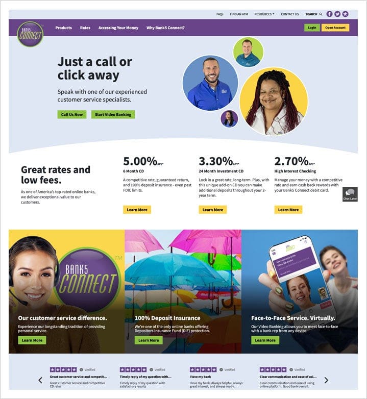 Bank5 Connect home page