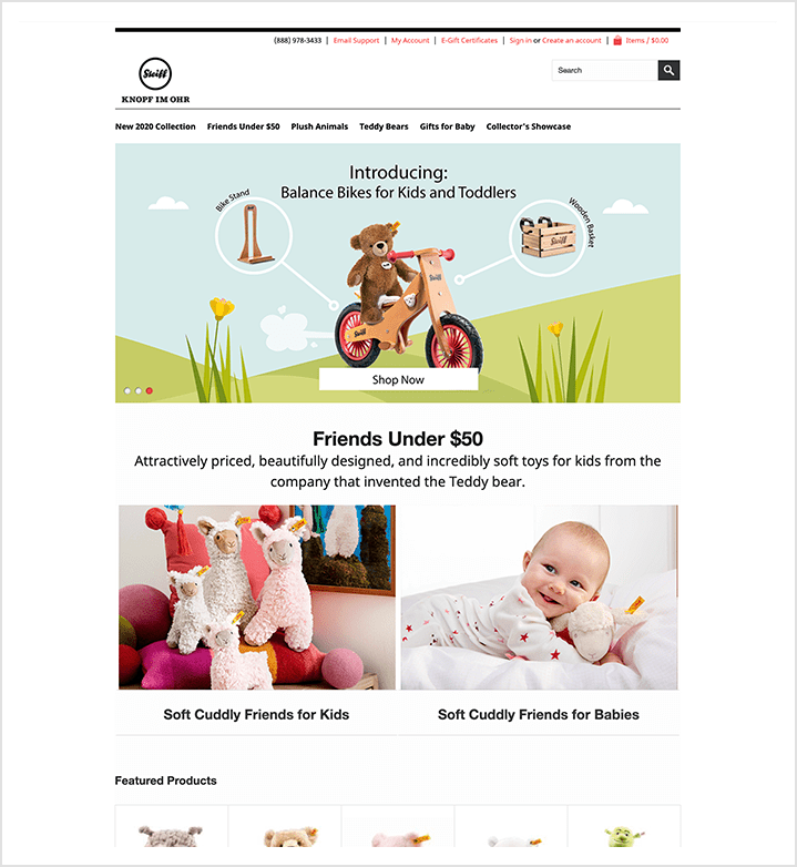 Steiff USA home page